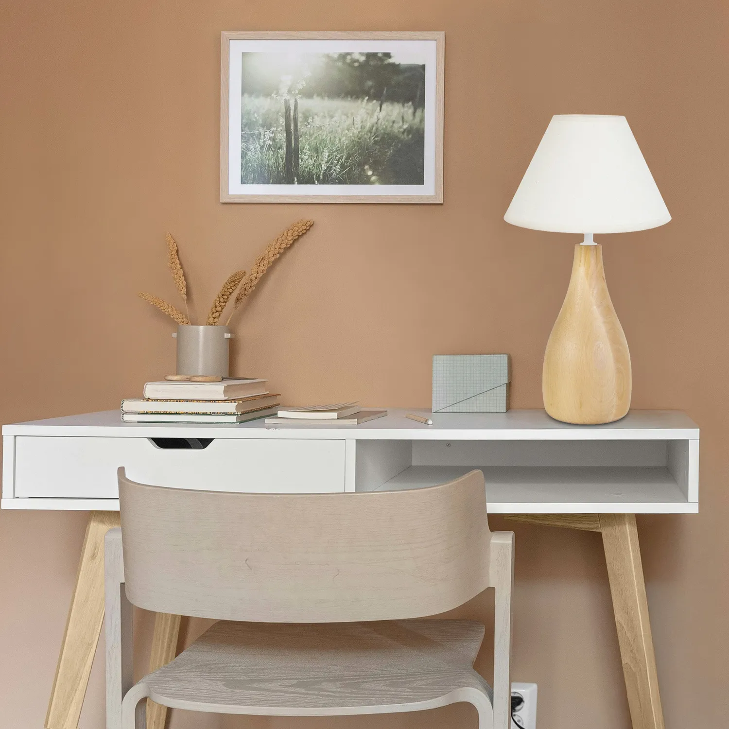 Tosel Bouteille Bois lampada tavolo naturale 40 cm