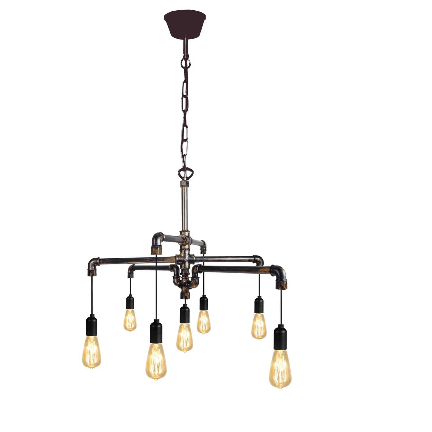 Tosel Hydraulik L lampadario nero rame 7 luci