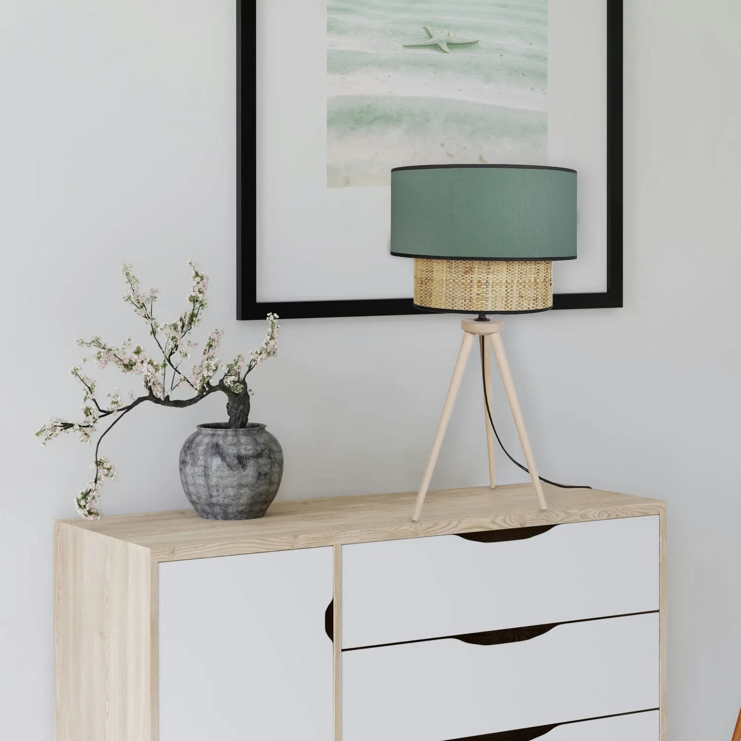 Tosel Cochin T lampada tavolo treppiede naturale crema 50 cm