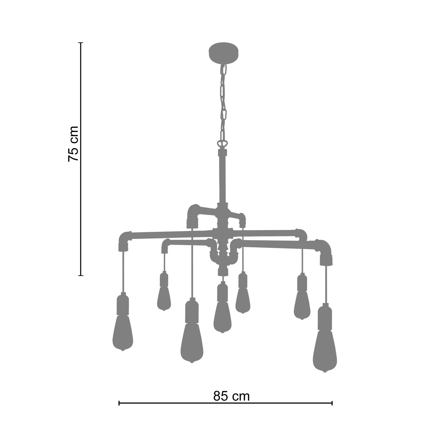 Tosel Hydraulik L lampadario nero rame 7 luci