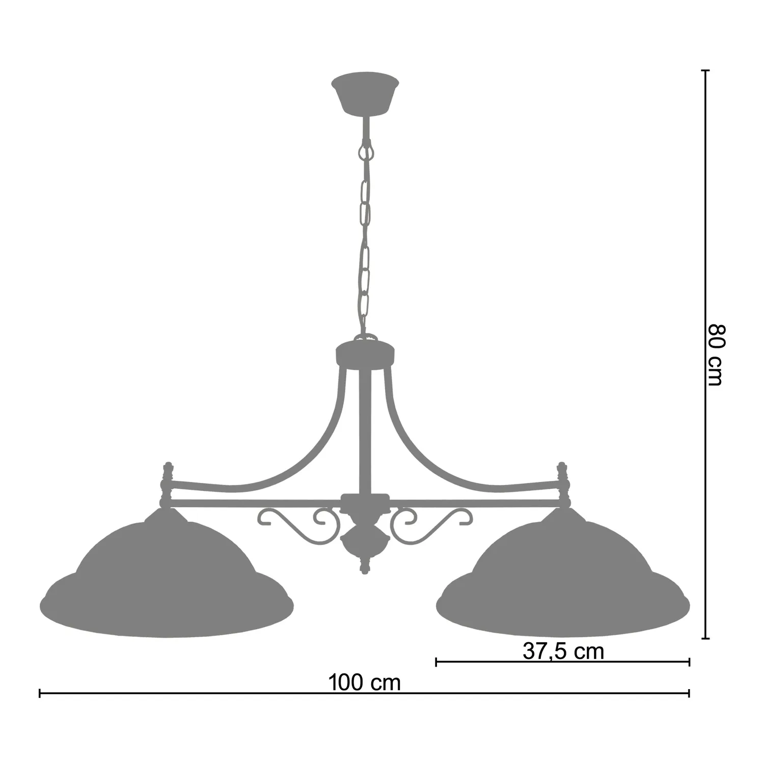 Tosel Billard Lampadario Oro e Verde 100 cm 2xE27