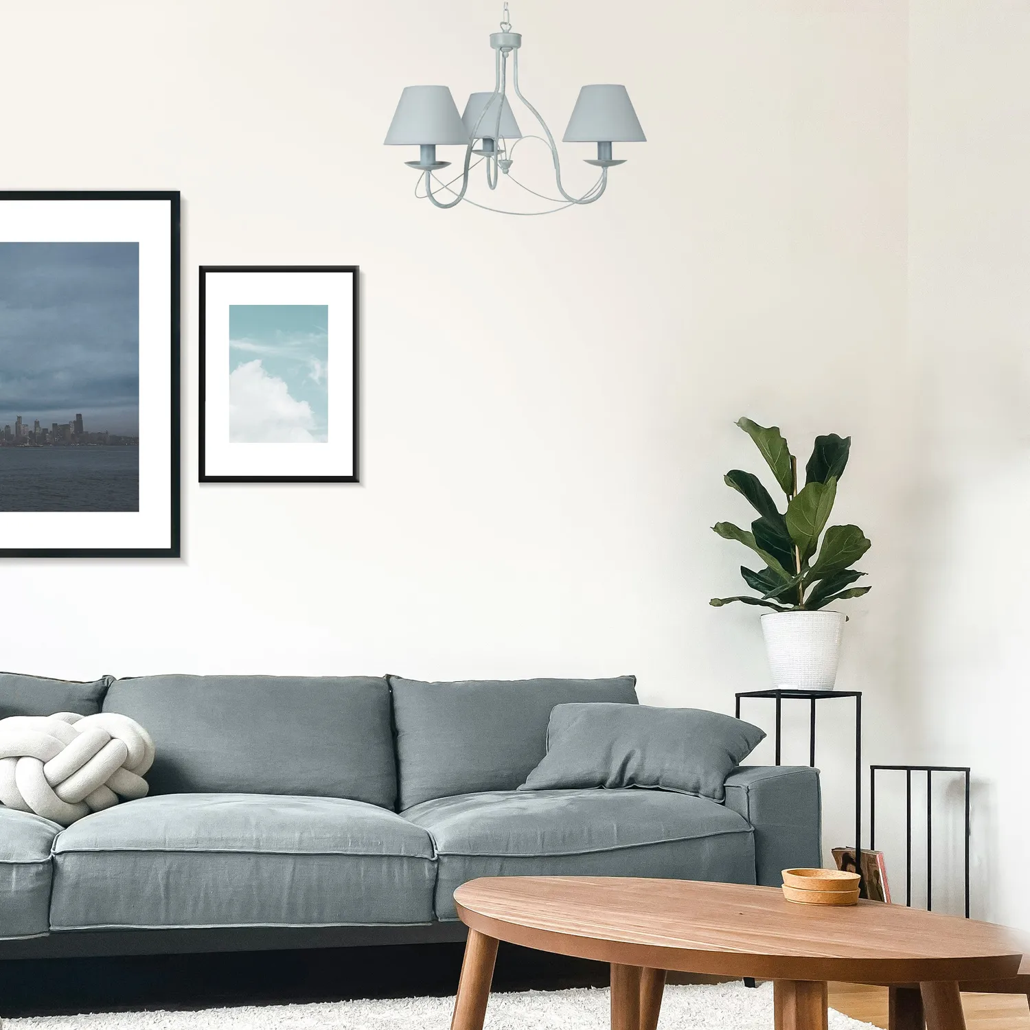 Tosel PROVENÇALE lampadario 3 luci grigio 62 cm