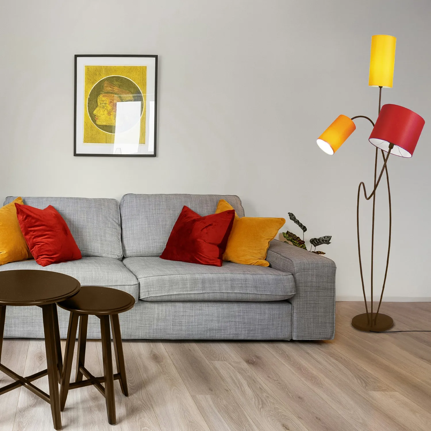 Tosel MIDI piantana marrone 45x170 cm 3 luci tessuto