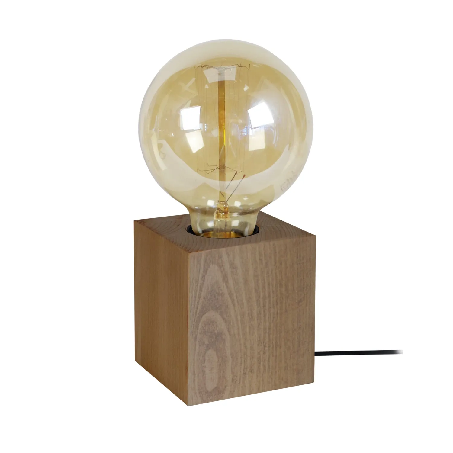 Tosel Bois Cube mini lampada da tavolo naturale 21 cm legno