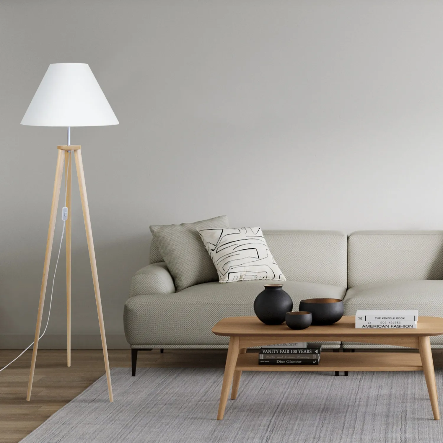 Tosel Arhus piantana treppiede naturale bianco 155 cm legno
