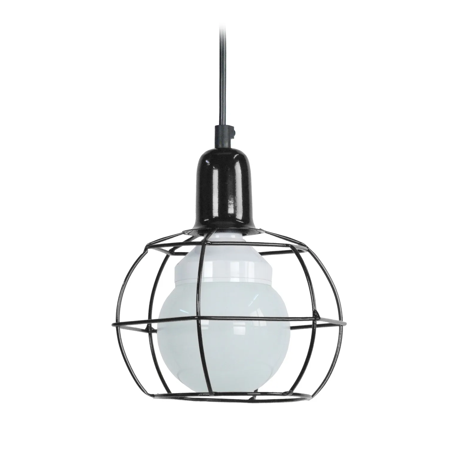Tosel Hex.Globe Sospensione Globo 18x100cm Nera Metallo