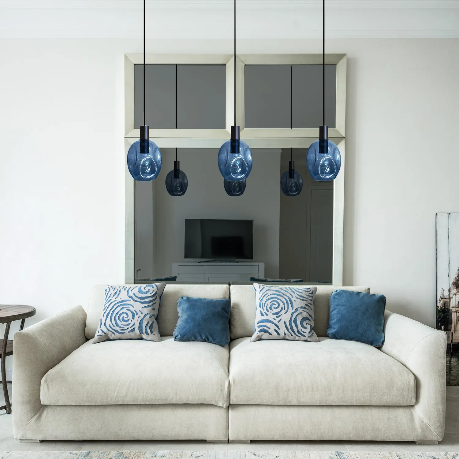 Tosel Vingolf lampadario barra nero vetro 70x100 cm E27