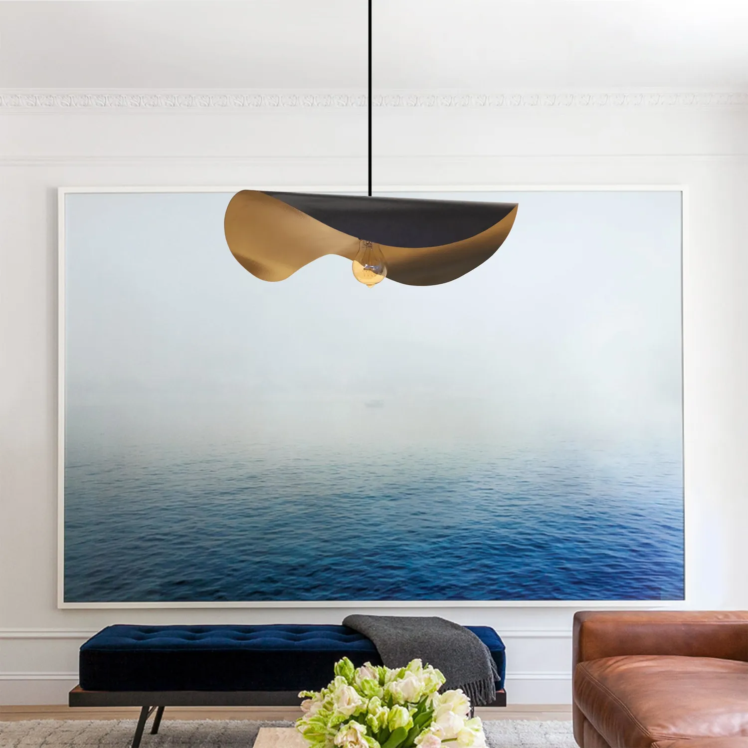 Tosel Grande Madame sospensione metallo nero 50x100 cm